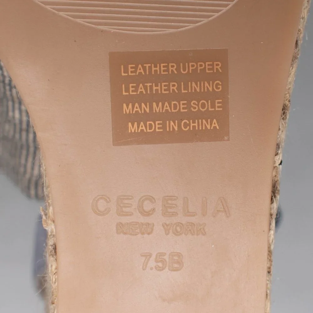 Cecelia New York Serena‎ Off Denim Faded Jeans Espadrille Wedge Platform Sandals